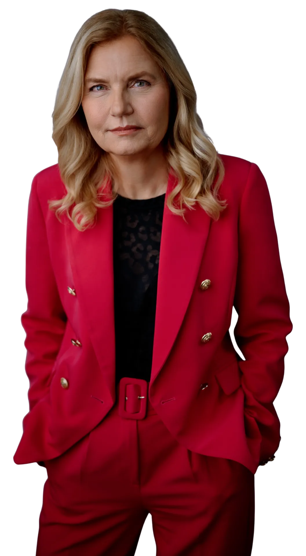 Barbara Wichmann wearing a vivid pink suit